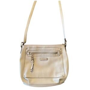 Beautiful Dana‎ Buchman Pebled Leather Off White Crossbody Bag